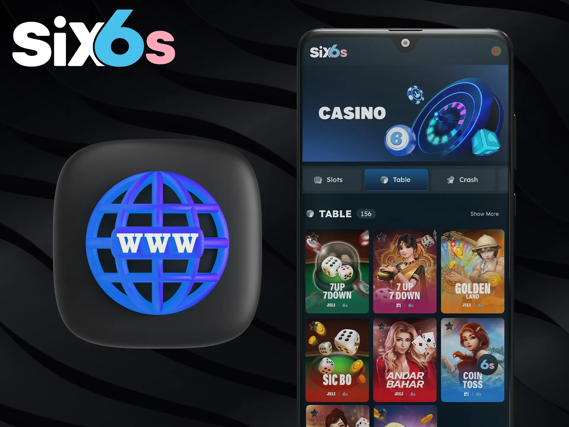 Experience the mobile version of Six6s casino and bookmaker in Bangladesh with the Six6s app or download the APK now for seamless gaming and betting on the go.