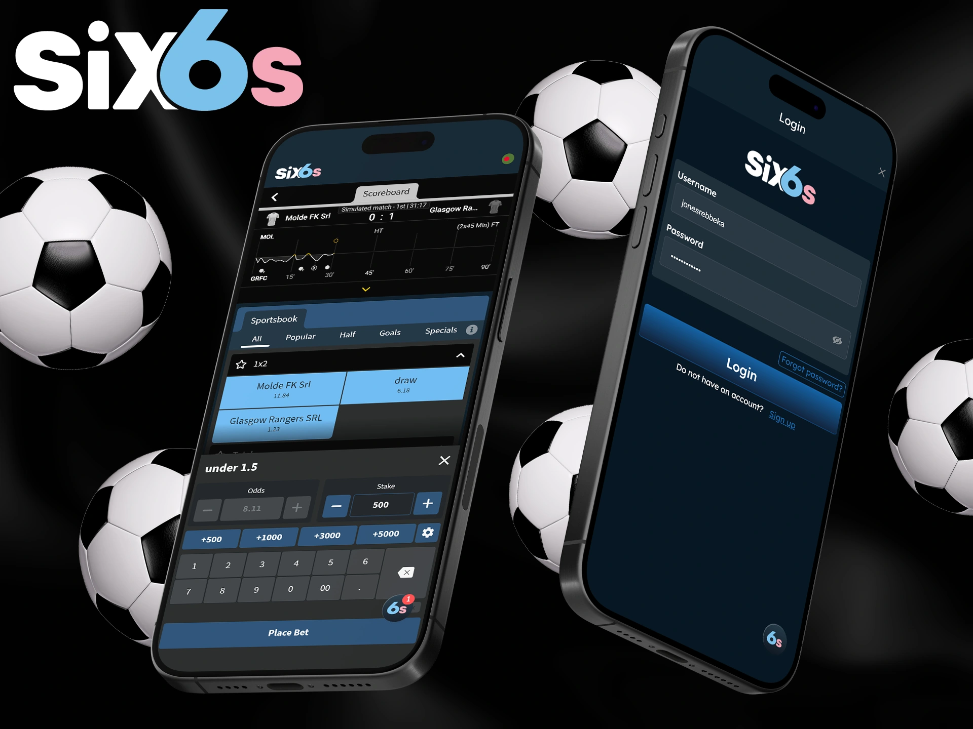 Open Six6s and bet on football events.